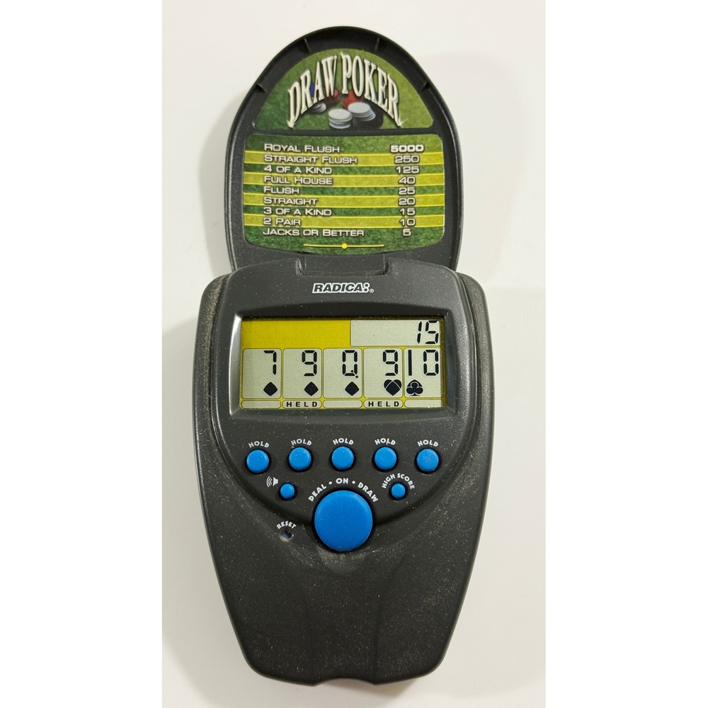 Radica Draw Poker Electronic Handheld Game Unisex OS Black Retro Vtg 1998 Model